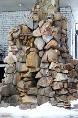 The architectural heap of stones piled in a heap