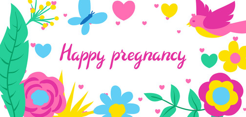 Fototapeta na wymiar Happy pregnancy card. Baby shower invitation.