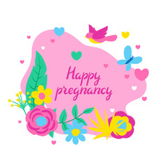 Happy pregnancy card. Baby shower invitation.
