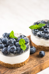 Homemade light blueberry cheesecake