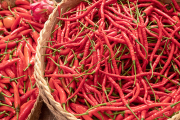 Fototapeta premium Red chili pepper in the basket