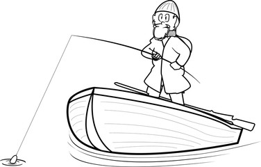 fisherman in a boat,fishing.vector image