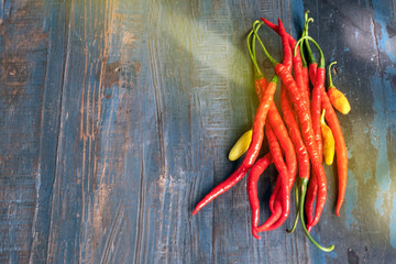 Chili pepper on the background of the old boards, wood, rustic