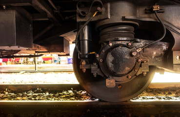 A train wheel with absorber on track