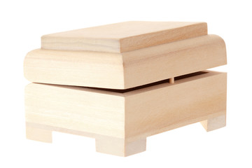 New wooden little chest. Isolated on white background.