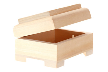 New wooden little chest. Isolated on white background.