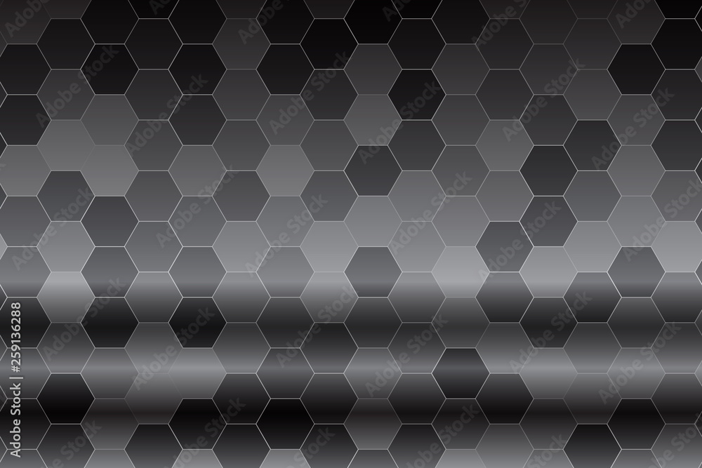 Poster hexagon light patterns isolated on black white gradient with randomized opacity vector texture backg