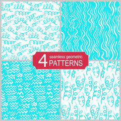 Set of seamless abstract lines vector patterns. Vintage fashion style