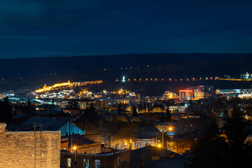 Obraz premium Georgia, Tbilisi - 05.02.2019. - Night cityscape view. Famous landmarks illuminated - Image