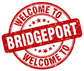 welcome to Bridgeport red round vintage stamp