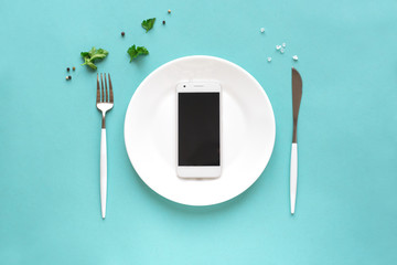 Smartphone on plate