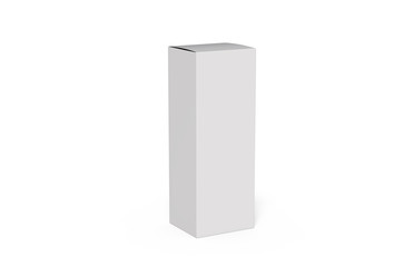 Blank White Vertical Packaging Box For Perfume, Tea, Medicine, Tooth Paste, Food And Cosmetic Products, Mock Up Template On Isolated White Background, 3D Illustration