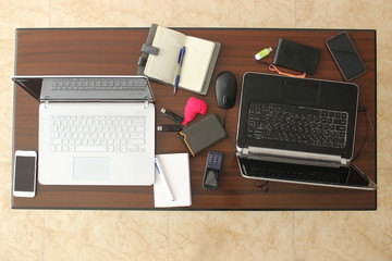 Work Desk with Laptop and mobiles