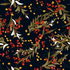 Blooming realistic isolated flowers. Hand drawn vector illustration. Trendy seamless floral pattern. Vintage background.