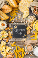 Gluten free food and flour, almond, corn, rice, chickpea