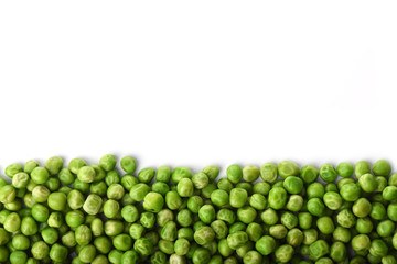Green peas isolated on a white background. Horizontally.