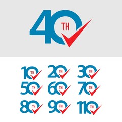 40 Th Anniversary Set 10 20 30 50 60 70 80 90 110 Vector Template Design Illustration