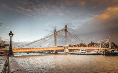 London- Albert Bridge between Chelsea and Battersea 