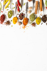 Set of indian spices in spoons on white © nadianb