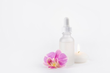 Blank luxurious white matte cosmetic dropper bottle with blank empty label for cosmetic medical...