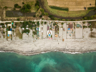 Fototapeta na wymiar Bird's eye view drone picture of a beach in Zambales, Philippines