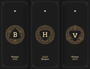 Vector illustration - Flourishes golden monograms. Identity design for wedding, greeting, invitation, cafe, restaurant, hotel, fashion, etc. Premium design.