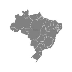 Administrative map of Brazil country. Vector illustration isolated on white background