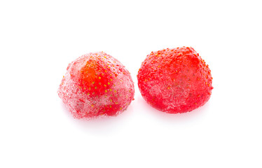 frozen strawberries an isolated on white background