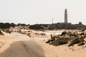 Barbate, Spain. The lighthouse at Cape Trafalgar, a headland in the Province of Cadiz in the...