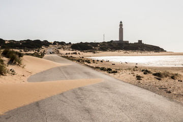 Barbate, Spain. The lighthouse at Cape Trafalgar, a headland in the Province of Cadiz in the...