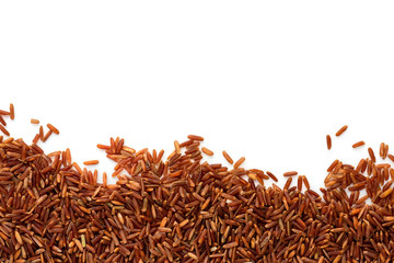 Dry red rice on a white background.