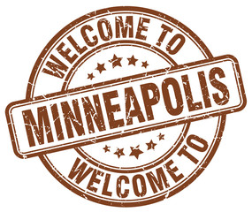 welcome to Minneapolis brown round vintage stamp