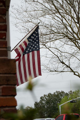 American flying in the wind