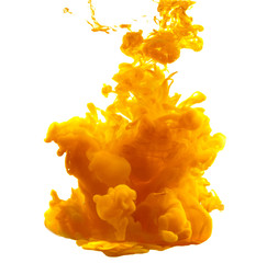 Ink in water. Yellow ink splash - 259149003