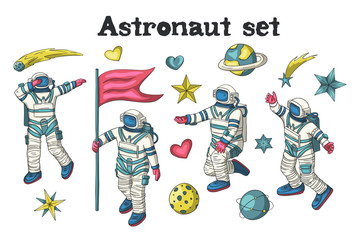 Astronaut vector set.