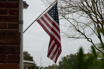 American flying in the wind