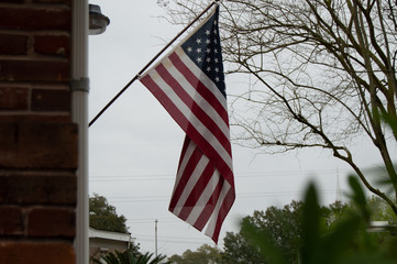 American flying in the wind