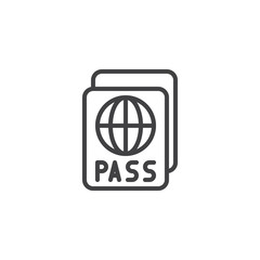 International passport line icon. Personal document linear style sign for mobile concept and web design. World Pass outline vector icon. Symbol, logo illustration. Pixel perfect vector graphics