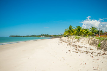Turquoise sea and coconut trees - a view of Sossego Beach (Iha de Itamaraca, Brazil)