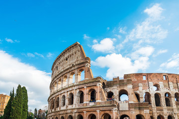 Obraz premium ROME, ITALY - January 17, 2019: Roman amphitheatres in Rome, circular or oval open-air venues with raised seating built by the Ancient Romans, Rome, ITALY