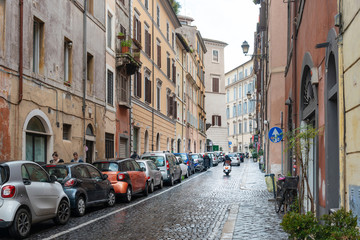 Obraz na płótnie Canvas ROME, ITALY - January 17, 2019: Street view of downtown in Rome, ITALY