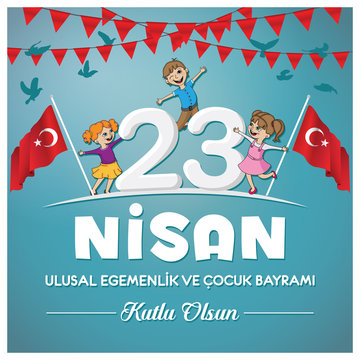 23 April Children's Day vector (Turkish Speak: 23 Nisan Cocuk Bayrami)