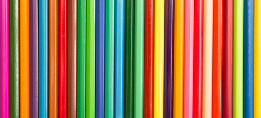 Obraz premium multi-colored pencils for drawing children in school and kindergartens on a white background