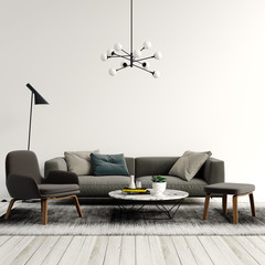 Scandinavian Interior Background Mockup, 3d Render