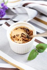 Creme brulee with coffee