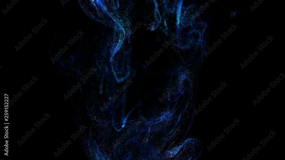 Aufkleber 4k luminous particles move in liquid flow and stumble upon a force field in the center of frame push