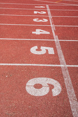 Start line for athlethics with numbers on it