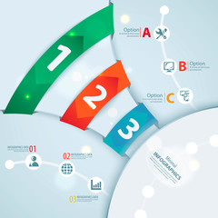 Modern business red step origami style options banner.