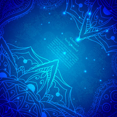 Blue abstract flower background.