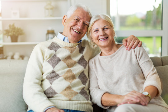 Happy senior couple at home